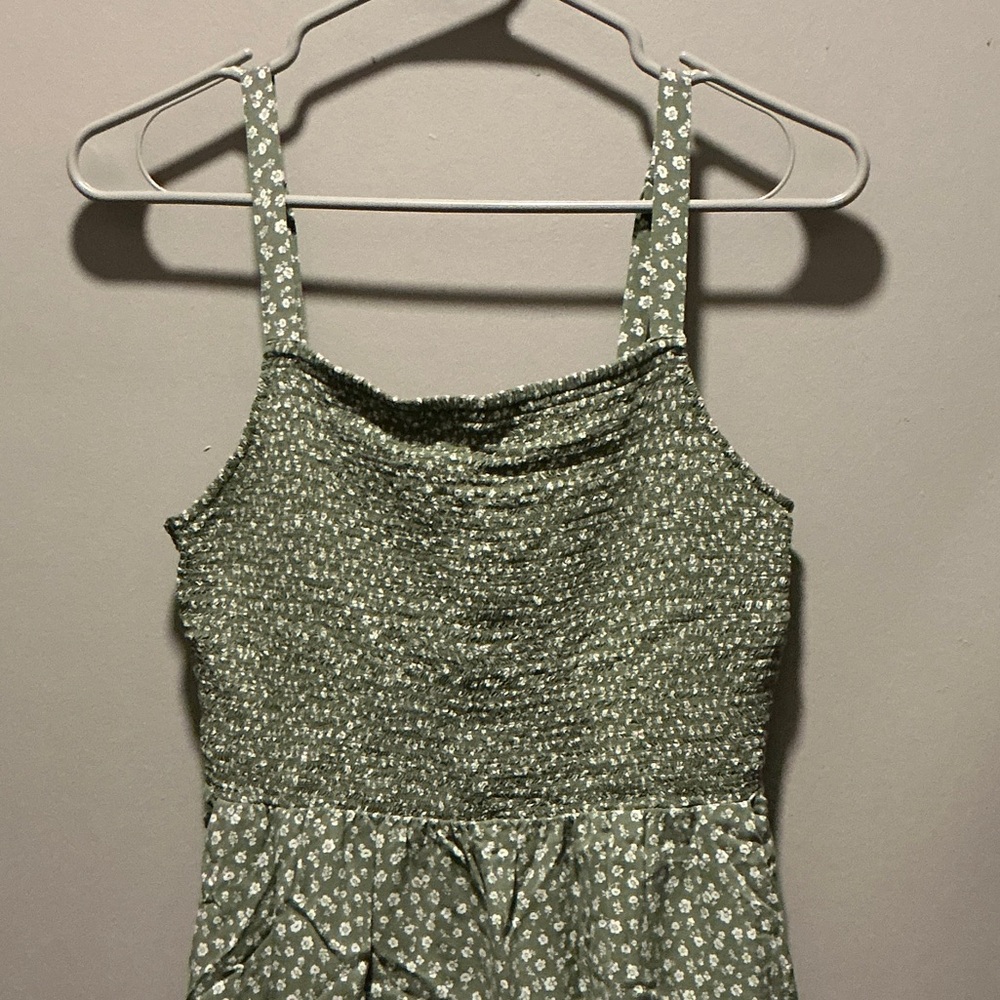 Old Navy Olive Floral Textured Dress